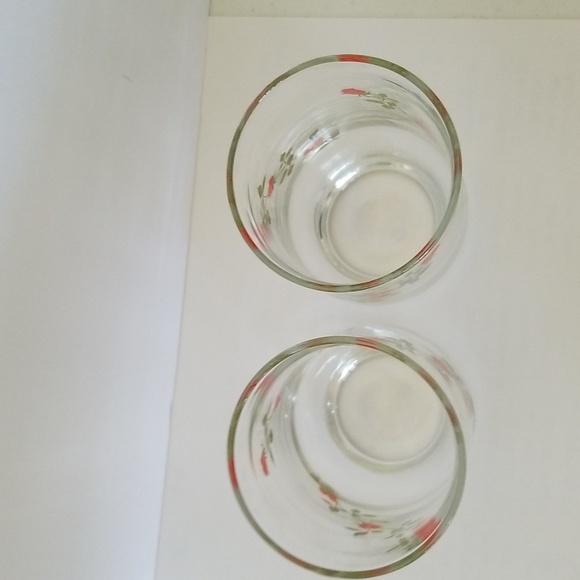 5" Vintage Anchor Hocking Red Rose and Vine Tumblers Clear Drinking Glasses - Picture 4 of 4